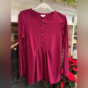 J. Jill womens size M long sleeves burgundy red great cond